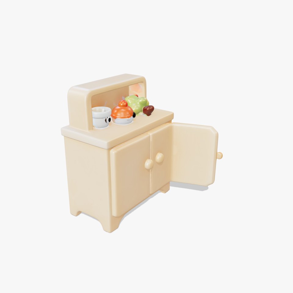 Playful Kitchen Cabinet with Rounded Doors